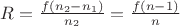 $R=\frac {f(n_2-n_1)}{n_2}=\frac {f(n-1)}{n}$