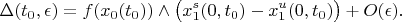 $$\Delta (t_0,\epsilon)=f(x_0(t_0))\wedge\big(x_1^s(0,t_0)-x_1^u(0,t_0)\big)+O(\epsilon).$$