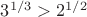 $3^{1/3}>2^{1/2}$