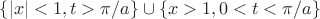 $\{|x|<1,t>\pi/a\}\cup\{x>1,0<t<\pi/a\}$