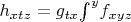 $h_{xtz} = g_{tx} {\int}^y f_{xyz}$