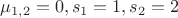 $\mu_{1,2} = 0, s_1=1, s_2=2$