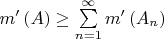 $m'\left( A \right) \ge \sum\limits_{n = 1}^\infty  {m'\left( {A_n } \right)} $
