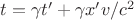 $t = \gamma t' + \gamma x' v / c^2$