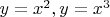 $y=x^2, y=x^3$
