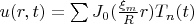 $u(r,t)=\sum J_0(\frac{\xi_m}{R}r)T_n(t)$