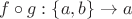 $f\circ g:\left\lbrace a,b\right\rbrace\to a$ $f\circ g:\left\lbrace a,b\right\rbrace\to a$