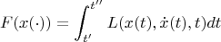 $$F(x(\cdot))=\int_{t'}^{t''}L(x(t),\dot x(t),t)dt$$