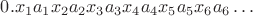 $0.x_1a_1x_2a_2x_3a_3x_4a_4x_5a_5x_6a_6\dots$