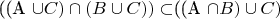 ((A \cup C) \cap (B \cup C)) \subset $((A \cap B) \cup C)$