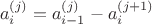 $$a^{(j)}_i = a^{(j)}_{i-1} - a^{(j+1)}_i$$