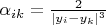 $\alpha_{ik}=\frac{2}{|y_i-y_k|^3}$
