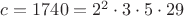 $c=1740=2^2\cdot 3\cdot 5\cdot 29$