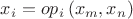 $x_i = op_i \left( {x_m ,x_n } \right)$ $x_i = op_i \left( {x_m ,x_n } \right)$