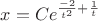 $x=Ce^{\frac{-2}{t^2}+\frac{1}{t}}$