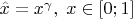 $ \hat{x} = x^\gamma, \; x \in [0; 1] $