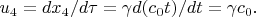 $ u_4 = dx_4 / d\tau = \gamma d(c_0 t) / dt = \gamma c_0.  $