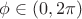 $
\phi \in (0, 2\pi)
$