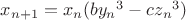 $x_{n+1}=x_n(b{y_n}^3-c{z_n}^3)$
