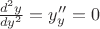 $\frac{d^2y}{dy^2}=y^{\prime\prime}_y=0$