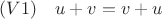 $(V1) \quad u+v=v+u$