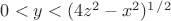 $0<y<(4z^2-x^2)^1^/^2$