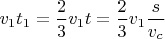 $v_1t_1=\displaystyle\frac{2}{3}v_1t=\frac{2}{3}v_1\frac{s}{v_c}$