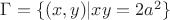 $\Gamma = \{(x, y) | xy = 2a^2\}$
