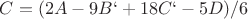 $C=(2A - 9B`+ 18C`- 5D)/6$