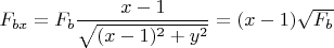$F_{bx}=F_b\dfrac{x-1}{\sqrt{(x-1)^2+y^2}}=(x-1)\sqrt{F_b}$