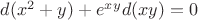$d(x^2+y)+e^x^yd(xy)=0 $