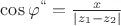 $\cos\varphi^{``}=\frac{x}{\left\lvert z_1-z_2\right\rvert}$