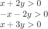 $$
\begin{array}{l}
x+2y>0\\
-x-2y>0\\
x+3y>0
\end{array}
$$