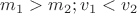 $m_1>m_2; v_1<v_2$