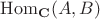 $\operatorname{Hom}_{\mathbf C}(A,B)$