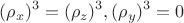 $$(\rho_x)^3 =  (\rho_z)^3, (\rho_y)^3 =  0$$