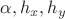 $\alpha, h_x,h_y $
