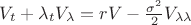 ${V_t} + {\lambda _t}{V_\lambda } = rV - \frac{{{\sigma ^2}}}{2}{V_{\lambda \lambda }}$