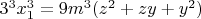 $3^3x_1^3=9m^3(z^2+zy+y^2)$