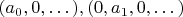 $(a_0 , 0 , \dots), (0 , a_1 , 0 , \dots)$