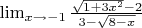 $\lim_{x \to -1}\frac{\sqrt{1+3x^2}-2}{3-\sqrt{8-x}}$