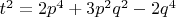 $t^2=2p^4+3p^2{q^2}-2q^4$