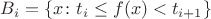 $B_i=\{x\colon t_i\le f(x)< t_{i+1}\}$