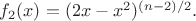$f_2(x)=(2x-x^2)^{(n-2)/2}.$