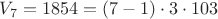 $V_7 = 1854 = (7-1) \cdot 3 \cdot 103$