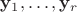 $\mathbf{y}_1,\ldots,\mathbf{y}_r$