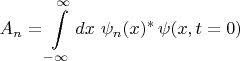 $$A_n=\int\limits_{-\infty}^{\infty}dx\,\,\psi_n(x)^*\,\psi(x,t=0)$$