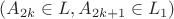$(A_{2k}\in L, A_{2k+1}\in L_1)$ $(A_{2k}\in L, A_{2k+1}\in L_1)$