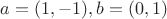 $ a = ( 1, -1 ), b = ( 0, 1 ) $
