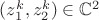 $(z_1^k, z_2^k)\in \mathbb{C}^2$